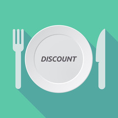 Poster - Long shadow tableware with    the text DISCOUNT