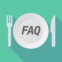 Sticker - Long shadow tableware with    the text FAQ