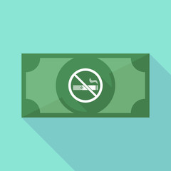 Sticker - Long shadow bank note with  an e-cigarette  in a not allowed signal