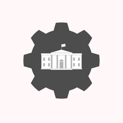 Sticker - Isolated gear with  the White House building