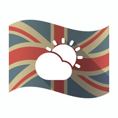 Poster - Isolated UK flag with  the Sun shining behind a cloud