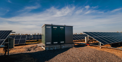 Inverter and store energy building. Solar cell park