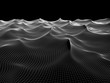 Abstract 3d  Illustration of water surface mesh. Grid background black.