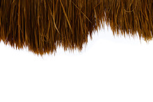 Closeup Of Thatch Roof Isolated On White Background - Palm Roof.