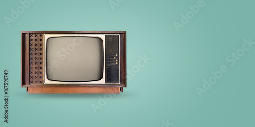 Download Retro Television Old Vintage Tv On Color Background Retro Technology Flat Lay Top View Hero Header Vintage Color Styles Stock Photo Adobe Stock