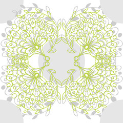 Gray and green delicate floral lace seamless pattern