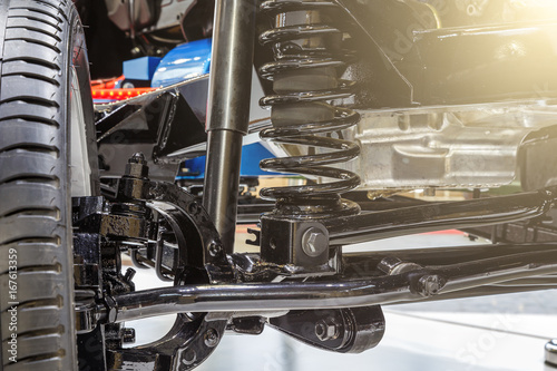 Fotomural Front axle with suspension and absorber.