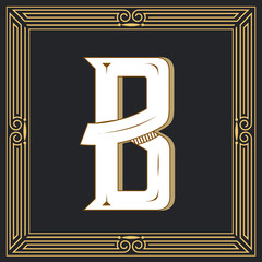 Sticker - Retro style. Western letter design. Letter B