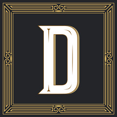 Sticker - Retro style. Western letter design. Letter D