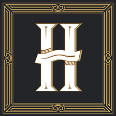 Wall Mural - Retro style. Western letter design. Letter H