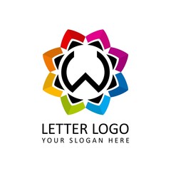 Sticker - Letter W for Multimedia logo, beauty logo, nature logo, institute logo