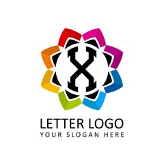 Sticker - Letter X for Multimedia logo, beauty logo, nature logo, institute logo