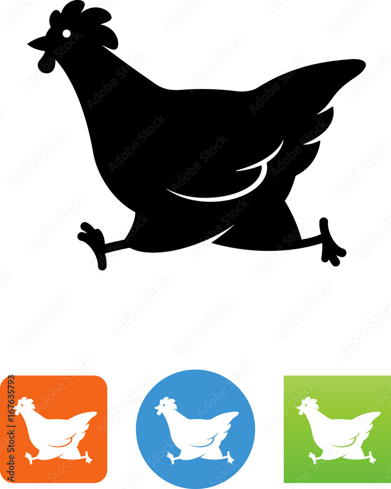 Running Chicken Front Running Chicken Icon Stock Vector | Adobe Stock