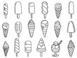 set of ice cream doodle
