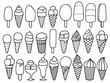 set of ice cream doodle