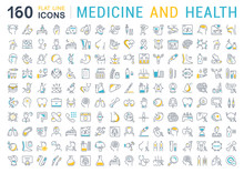 Set Vector Flat Line Icons Medecine And Health