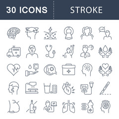 Set Vector Flat Line Icons of Stroke