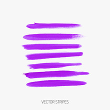 Acrylic Art Brush Painted Textured Stripes Set Isolated Vector Background. Watercolor Stroke Set.
