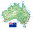 Australia - detailed topographic map - illustration