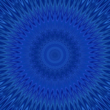 Blue Mandala Explosion Fractal Background - Round Symmetric Vector Pattern Design From Curved Stars