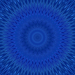Poster - Blue mandala explosion fractal background - round symmetric vector pattern design from curved stars