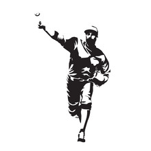 Pitcher Throwing Ball, Baseball Player, Abstract Vector Silhouette