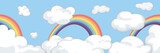 Fototapeta Dziecięca - Border with clouds and a rainbow