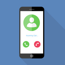 Flat Design The Smartphone With Incoming Call On Screen, Vector Design Element Illustrator