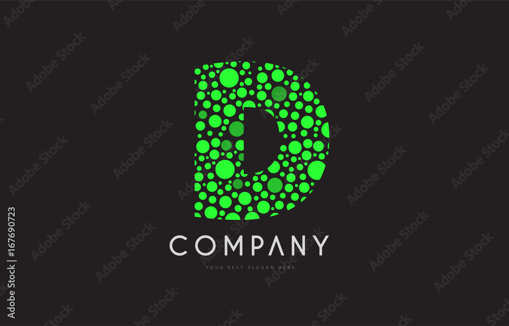 d letter bubble green logo icon design