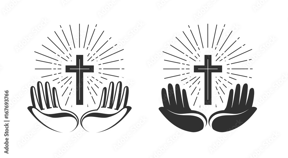 Religion concept. Bible, church, faith, pray icon or symbol. Vector ...