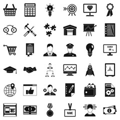 Poster - Business career icons set, simple style