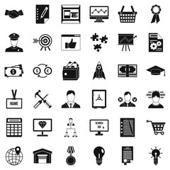 Poster - Business working icons set, simple style