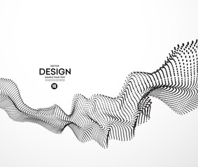 Aufkleber - Abstract background with dots lines. Vector particles. Halftone wavy line.