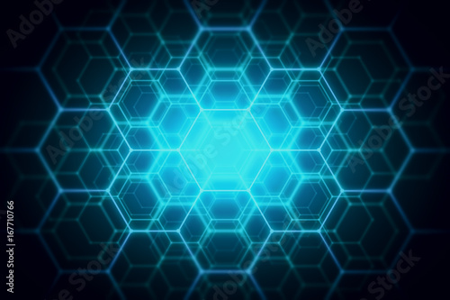 Blue hexagonal backdrop