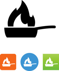 Sticker - Skillet With Flame Icon - Illustration