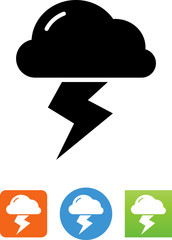 Sticker - Thunder And Lightning Icon - Illustration