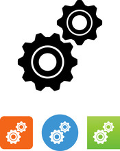 Two Machine Gears Icon - Illustration