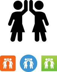 Poster - Women Doing A High Five Icon - Illustration