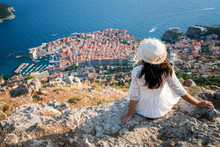Traveller Looking At View Of Dubrovnik, Croatia