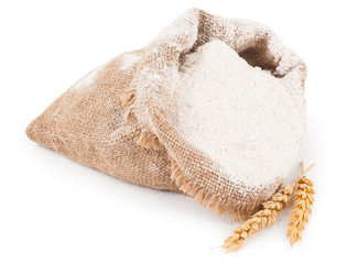 Poster - Flour in burlap bag with wheat ears