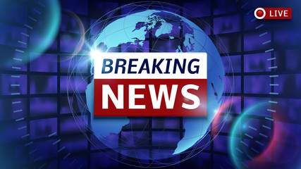 Poster - breaking news broadcast vector futuristic background with world map
