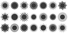 Set Of Sun Icon In Silhouette Design