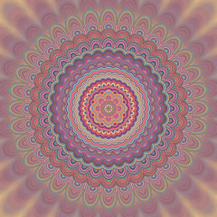 Poster - Abstract mandala fractal background - circular symmetry vector pattern graphic design from concentric oval shapes