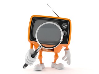 Sticker - Retro TV character looking through magnifying glass