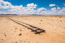 Abandoned Railway Tracks In The Desert, Namibia