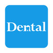 Icono plano Dental espacio negativo en cuadrado azul