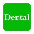 Icono plano Dental espacio negativo en cuadrado verde