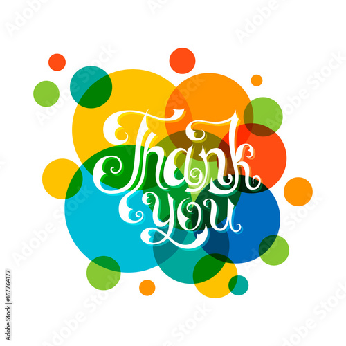 Greeting Banner With Rainbow Design Elements And Thank You