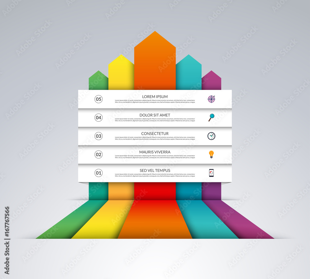 Up arrows infographic options banner. Business growth concept with 5 ...