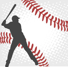 Baseball Player Silhouette On The Abstract Background - Vector